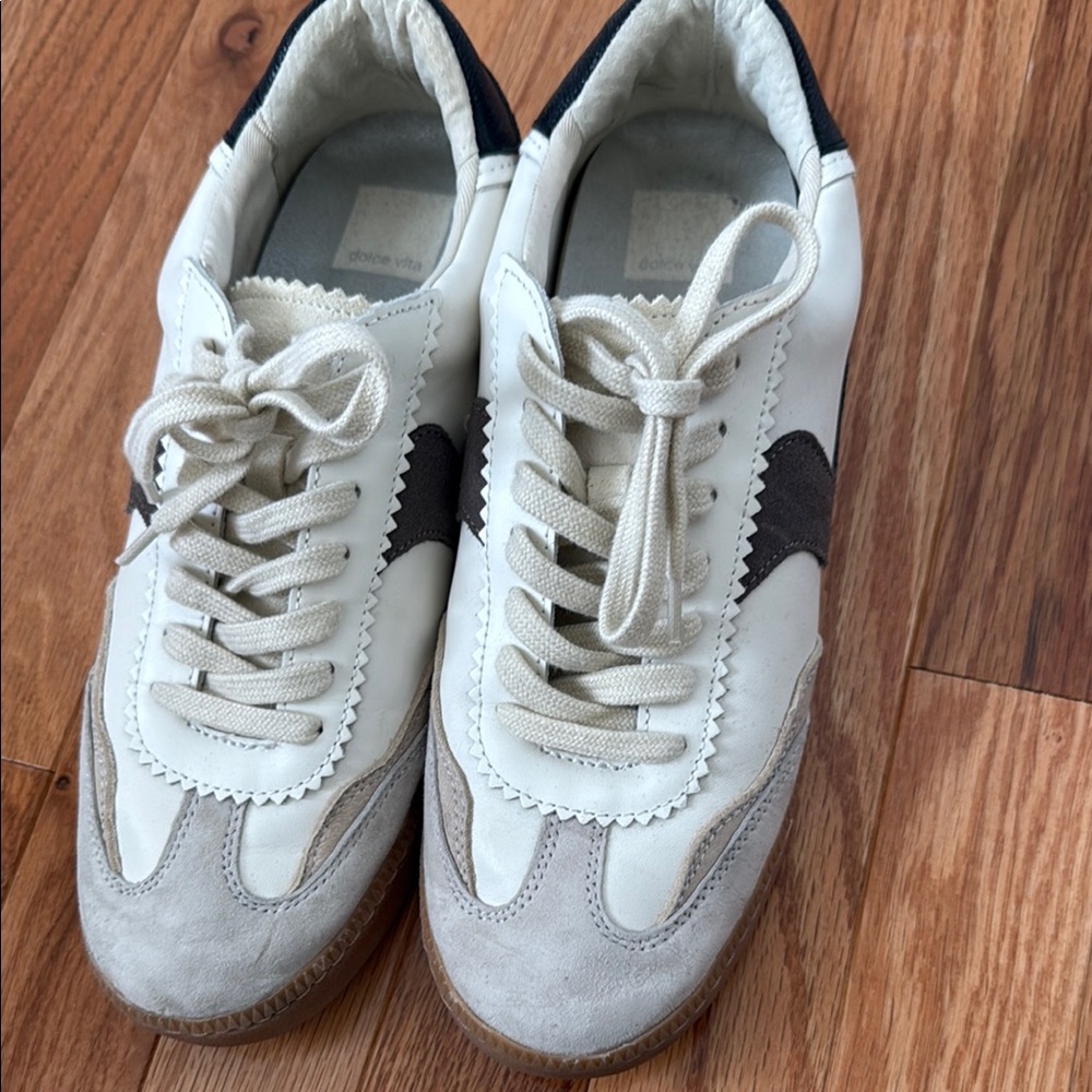 Dolce Vita Cream and Brown Women's Sneakers - Picture 4 of 5